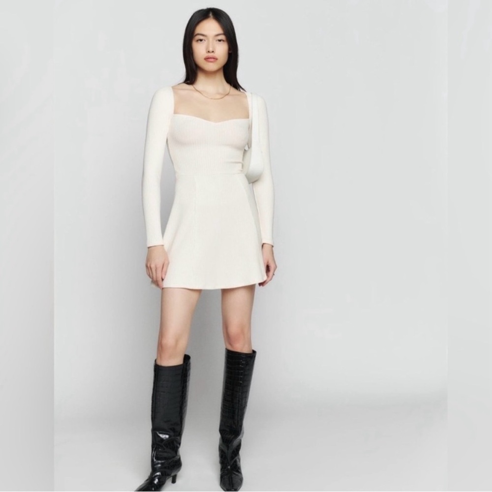 Reformation Cream Long Sleeve Dress - Picture 4 of 8